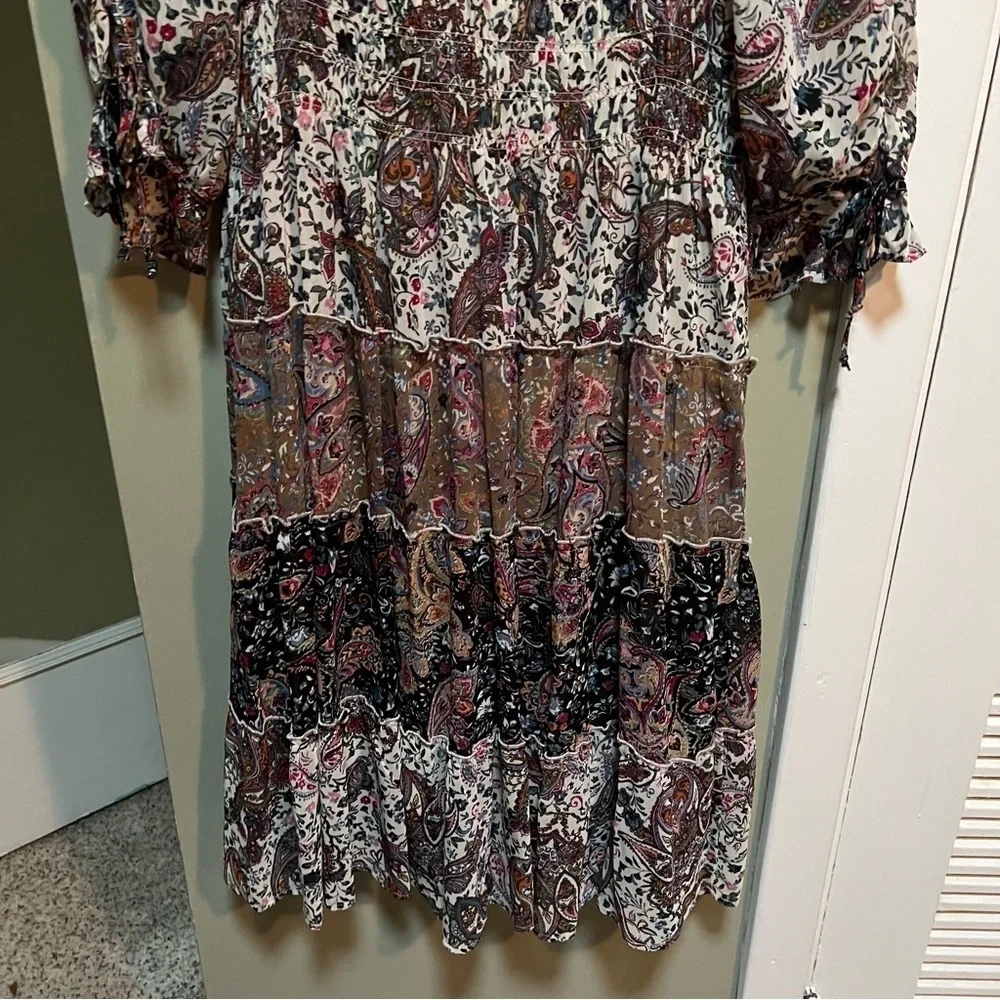 Figueroa & Flower Women's Size Large Midi Dress Boho Paisley Floral Off Shoulder